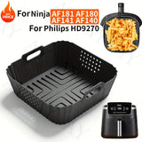 22.86 cm Forros de silicona reutilizables cuadrados para freidora de aire Ninja AF140 AF141 AF180 AF181 para freidora de aire Philips HD9270 Accesorios de horno para cesta de silicona para hornear