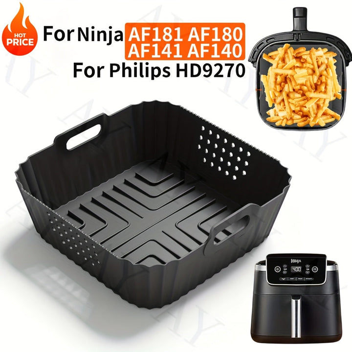 22.86 cm Forros de silicona reutilizables cuadrados para freidora de aire Ninja AF140 AF141 AF180 AF181 para freidora de aire Philips HD9270 Accesorios de horno para cesta de silicona para hornear