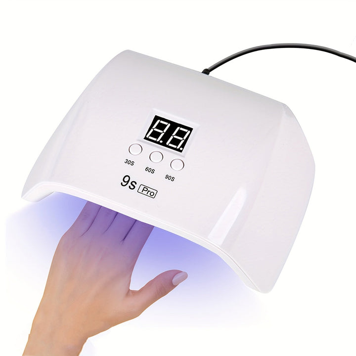 Linterna de Uñas 120W Alta Velocidad con 3 Ajustes de Temporizador, Pantalla Digital y Brillo Ajustable - Rápida para Manicura Profesional en Casa o Salón, Alimentación USB, Herramienta de Manicura | Interfaz Fácil de Usar | Acabado Blanco Brillante, Sum