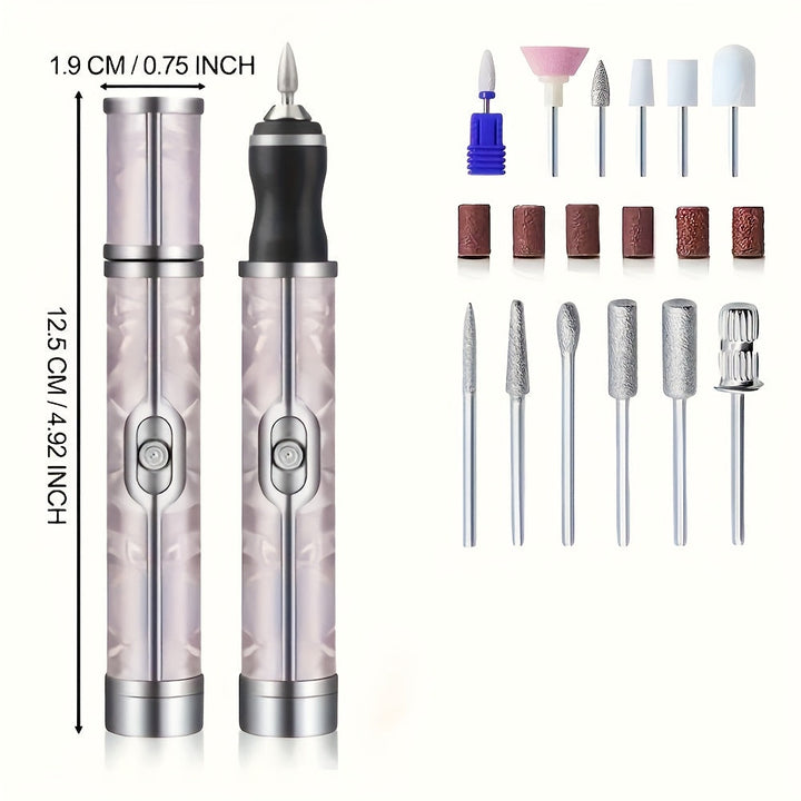 Kit de Taladro para Uñas USB con 18 Cabezales de Pulido, Herramienta Eléctrica Portátil para Pedicura y Manicura, Batería de Litio Duradera, Incluye Lima y Empujador, Esencial para Salón en Casa, Regalo Perfecto para Mujeres