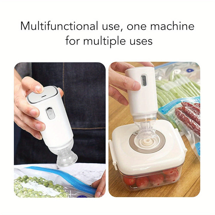 Bomba de vacío mini recargable USB con 5 bolsas reutilizables - Bomba de aire de viaje de ahorro de espacio para almacenamiento de alimentos, compresión de ropa y más, Bomba de vacío de viaje | Bomba de vacío compacta | Batería recargable, Máquina sellad