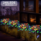 Conjunto de 4 Luces Solares LED para Fuegos Artificiales con 320/240 LEDs para Decoración Navideña, Halloween y Acción de Gracias, 8 Modos, Luces Solares para Jardín Exterior, Estacas de Explosiones Estelares, Balcón del Patio, Camino de Césped, Decoraci