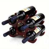 Elegante estante de vino rojo - Madera sólida, soporte creativo de botellas con detalles metálicos, perfecto para decoración de sala de estar, soporte de exhibición de vino elegante, decoración de vino.