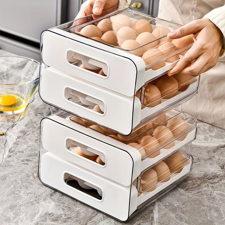 1 ud., Estante para Huevos de Gran Capacidad para Refrigerador, Caja de Almacenamiento de 32 Huevos Frescos, Adecuado para Refrigerador, Contenedor de Almacenamiento de Huevos, Bandeja de Plástico Transparente para Huevos