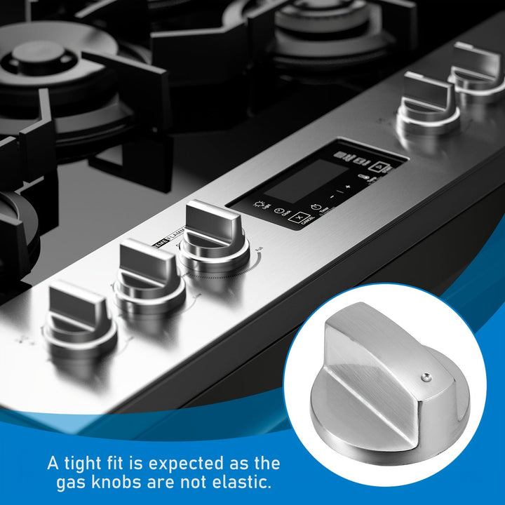 4pcs Perillas de Control de Estufa de Gas, Perillas de Control de Cocción de Metal de 6mm, Adaptadores Plateados para Botones de Interruptor de Superficie de Cocina, Bloqueos de Control de Perillas de Estufa de Gas