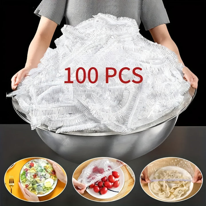 100pcs Cubiertas de Plástico Desechables Extra Grandes - Grado Alimenticio, Adecuadas para Tazones y Platos, Perfectas para Restaurantes, Barbacoas y Uso Doméstico, Tiendas de Barbacoa, Cobertura Universal para Tazones y Platos