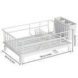 1pc Estante de Metal Ahorrador de Espacio con Portavasos y Tabla de Drenaje, Organizador de Cocina para Encimera, Estante de Acabado Pintado para Almacenamiento de Platos y Cubiertos - Negro/Blanco, Estante de Pie