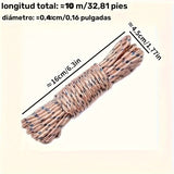 Cuerda de nailon para tendedero de 10 m - Multiusos, gruesa, antideslizante, resistente al viento, para secar ropa, mantas y prendas de vestir.