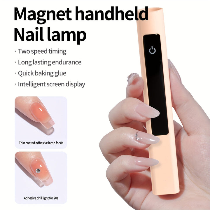 Linterna Inalámbrica para Uñas con Soporte - Secado Rápido, Portátil / Efecto LED, Pantalla LCD, Secador de Uñas USB con Batería de Litio para Manicura/Pedicura en Gel - Para Salón y Hogar - Blanco, Herramienta de Manicura Compacta, Diseño Duradero, Idea