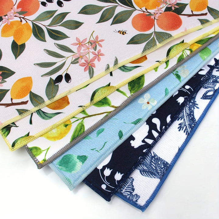 Alfombrilla de Secado de Platos de Microfibra Ultra Absorbente con Temática de Primavera y Verano - 38.1cm x 50.8cm, Resistente al Calor, Antideslizante para Encimera de Cocina