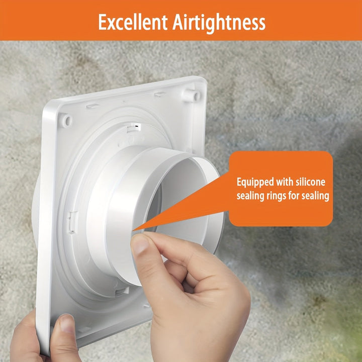 Tuerca de tubo recto de plástico de 4 pulgadas con placa montada en la pared y anillo de sellado, 4 pulgadas de tuerca, 4 pulgadas de manguera de doble capa de aluminio de 2,5 metros - Material PVC, no requiere batería, aislamiento de manguera | Aparienc
