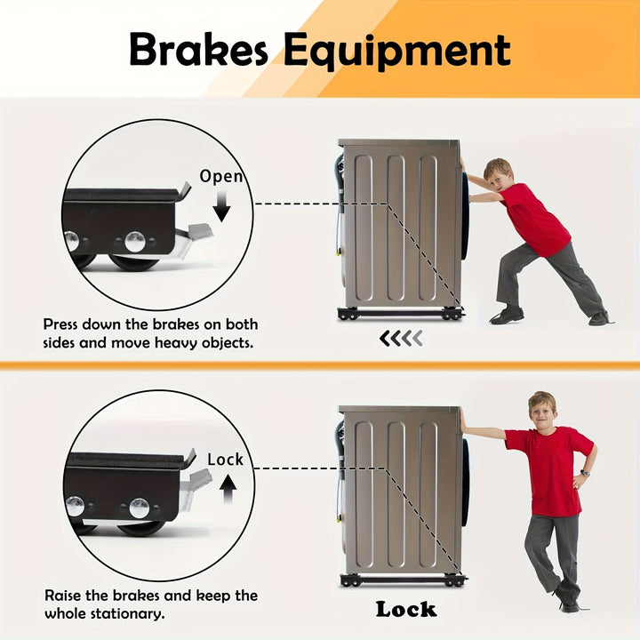 2 Soportes de lavadora de acero inoxidable ajustable blanco, longitud 17,72-27,56 pulgadas, soporte móvil para electrodomésticos, adecuado para refrigeradores, lavadoras, secadoras, muebles, etc., base fácil de mover, no requiere batería!