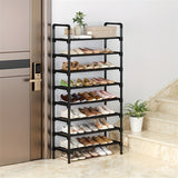 1pc Juego de zapateros de varios niveles, organizador de almacenamiento de metal y plástico de gran capacidad, fácil montaje y desmontaje, acabado de hierro, montaje en el suelo, se adapta a varias habitaciones, 7 estantes, tubo dorado incluido (8mm < di