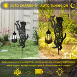 1 pieza de figura de perro solar y luz de jardín de mariposas - Iluminación decorativa exterior de hierro resistente a la herrumbre con sombra de acrílico, montaje semienterrado para patio, césped, caminos - Paneles solares de alta calidad para todas las