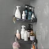Juego de 2 estantes de esquina modernos que no requieren taladro - Soportes de almacenamiento resistentes en ABS para organizar el lavabo, inodoro y ducha del baño