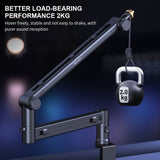 Soporte de Micrófono Ajustable RODD AK-58 con Gestión de Cables, Placa Vertical Extendida de Perfil Grueso para Micrófono de Juegos, Compatible con Conector XLR Negro de Aleación