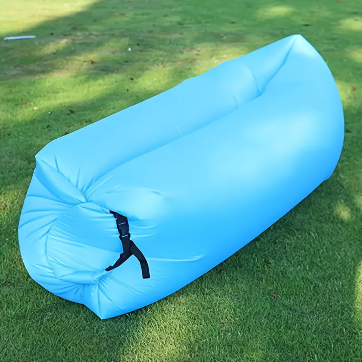 1pc Sofá de exterior mejorado y reforzado, sofá inflable plegable para camping, silla de playa ligera y portátil, tejido de PC, forma rectangular, sin kit de reparación, sin bolsa de almacenamiento, sin fuente de energía, perfecto para camping
