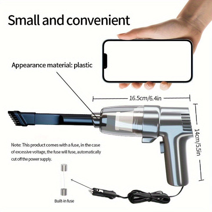 Aspiradora de coche, súper potente, de alta potencia, alta succión, doble uso seco y húmedo, sedán, pequeña, mini, portátil, multifuncional, sin batería