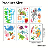 6 Piezas, Pegatinas Para Bañera Con Diseño De Animales Del Océano, Impermeables, Esmeriladas, Autoadhesivas, Extraíbles, Para Pared De Bañera, Pegatinas Decorativas Para Inodoro De Baño, Decoración De Baño