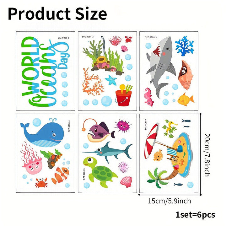 6 Piezas, Pegatinas Para Bañera Con Diseño De Animales Del Océano, Impermeables, Esmeriladas, Autoadhesivas, Extraíbles, Para Pared De Bañera, Pegatinas Decorativas Para Inodoro De Baño, Decoración De Baño