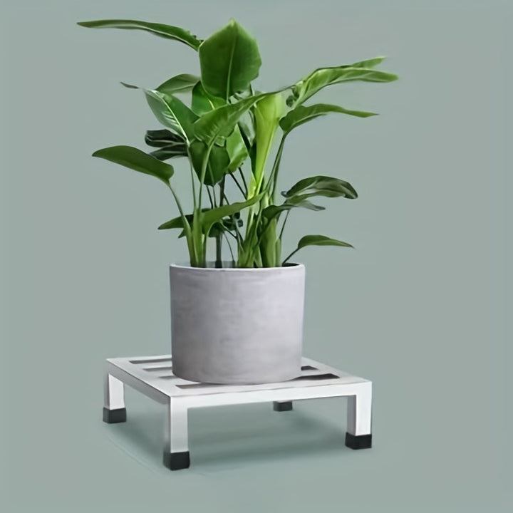 1 estante de almacenamiento de acero inoxidable, estante de plantas de metal cuadrado, soporte de bandeja para macetas, adecuado para plantas en macetas, tanques de peces, lavadoras, refrigeradores, electrodomésticos, bridas de cocina y baño.