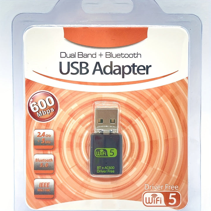 BT5.0 + Wifi 600M, un adaptador inalámbrico/dual propósito y adaptador wifi, adaptador BT5.0/600M tarjeta de red inalámbrica de doble banda, admite tanto wifi como conexiones inalámbricas. Al proporcionar acceso a Internet de alta velocidad, también pued
