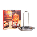 1pc Rejilla para Pollo Asado de Acero Inoxidable con Bandeja de Goteo - Acabado Pulido, Material Duradero para Horno, Parrilla, Camping - Ideal para Pollo Jugoso y Crujiente