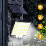 1/2pcs Luces Solares Exteriores, 106 LED 3000LM Luz de Inundación con Sensor de Movimiento y Control Remoto, Luz Solar de Seguridad LED desde el Anochecer hasta el Amanecer con Cable de 16.152 cm, IP44 Impermeable, Ideal para Exterior, Garaje