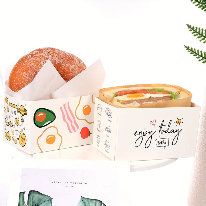 100 piezas de cajas para emparedados, bolsas gruesas para tostadas de huevo, loncheras, cajas desechables para hamburguesas, cajas de papel para postres y repostería