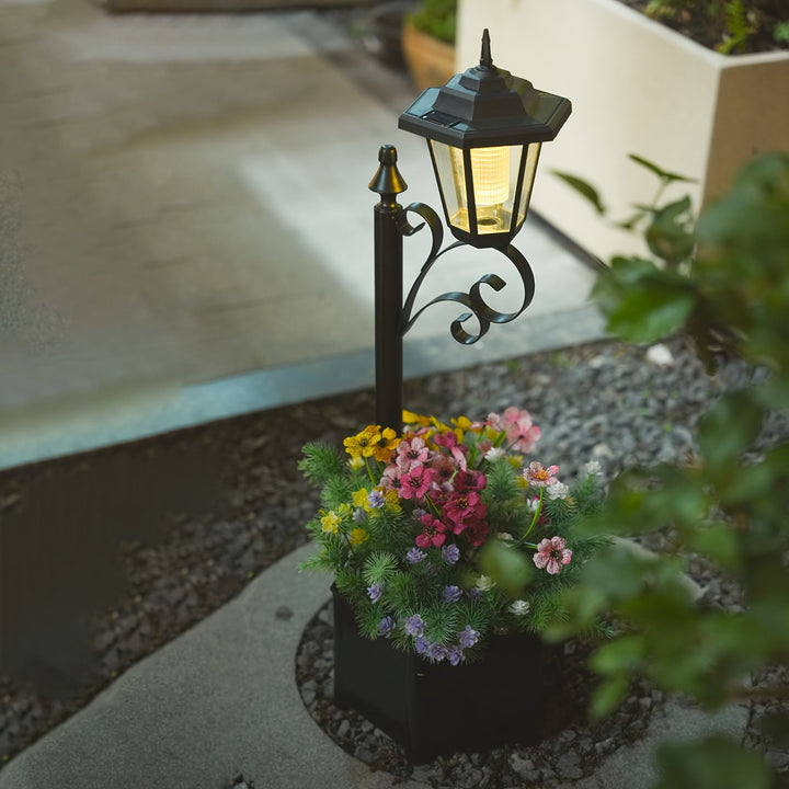 2 piezas de luces solares para macetas DJGIFI, luces de bienvenida para jardín y entrada, iluminación decorativa para exteriores con base para macetas, batería de Ni-MH 600mAh, acabado en metal pulido, luces solares para jardín