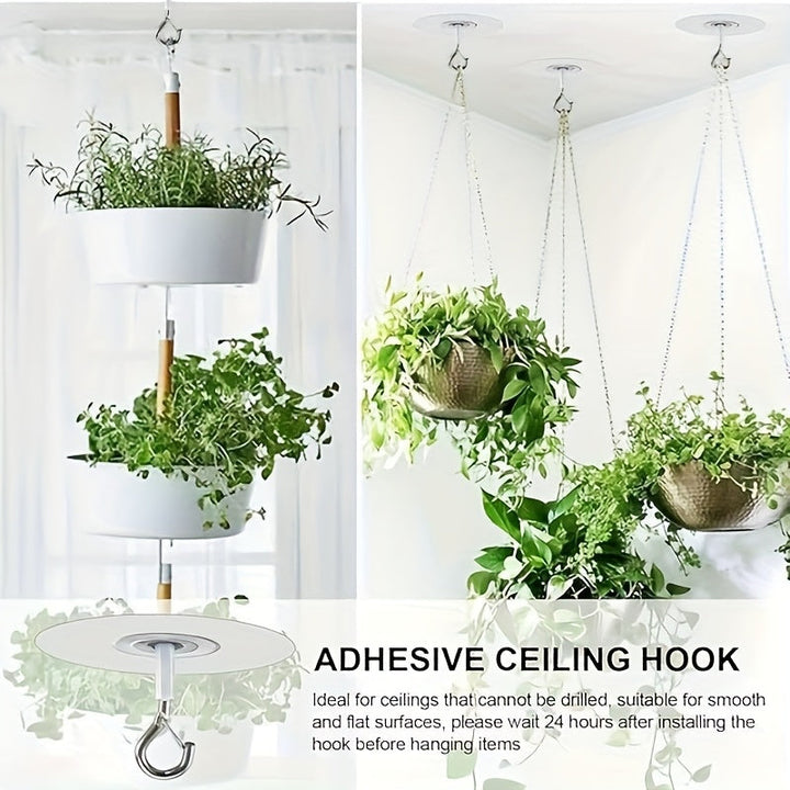 2 piezas/4 piezas/6 piezas/12 piezas, gancho de techo adhesivo no poroso, utilizado para colgar lámparas, plantas verdes y otros adornos, colgantes navideños, ganchos de Navidad, etc.
