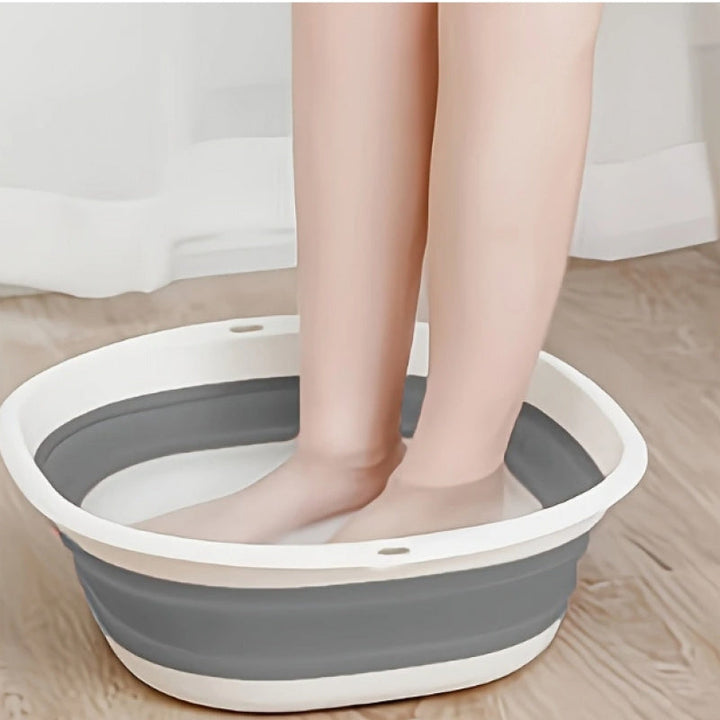 Balde Plegable Grande - Diseño Bicolor Portátil para Uso Doméstico, Cubo de Plástico Duradero para Lavandería y Remojado de Pies, Sin Necesidad de Electricidad, Ideal para Lavar la Cara, Cuidado de Manos y Regalos Festivos (Navidad/Halloween), Esencial d