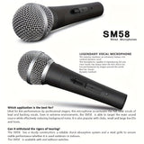 Microfono Dinámico SM58 Profesional - Construcción Robusta, Rejilla de Reducción de Ruido, Compatible con USB (Sin Necesidad de Pilas) - Ideal para Conciertos en Vivo, Karaoke, Podcasts, Iglesias y Estudios Caseros - Perfecto para Profesionales y Princip