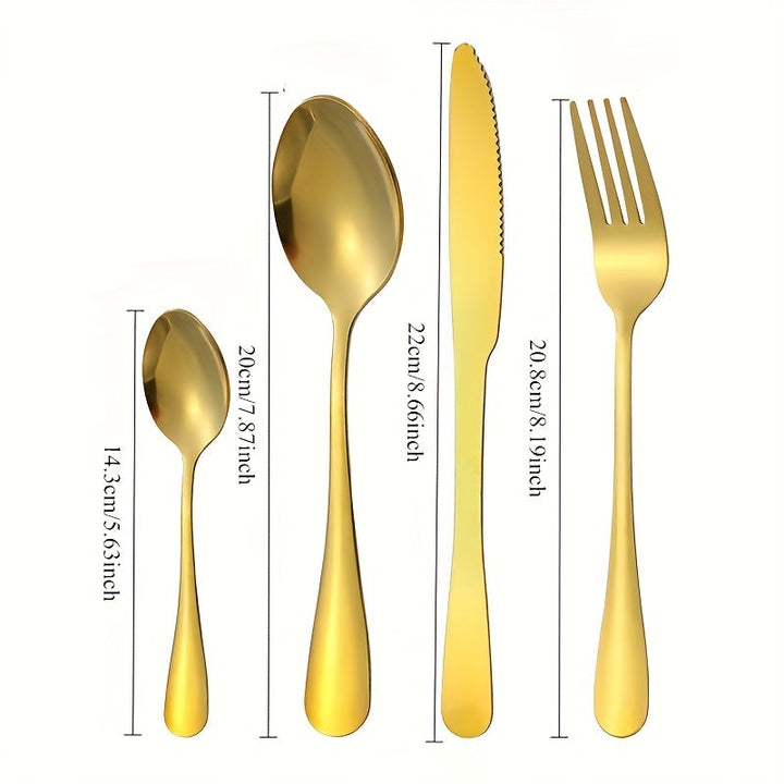 Juego de cubiertos de acero inoxidable de 4/24 piezas con caja de madera, de alta calidad, pulido al espejo, apto para lavavajillas, adecuado para restaurantes, cocinas y camping.