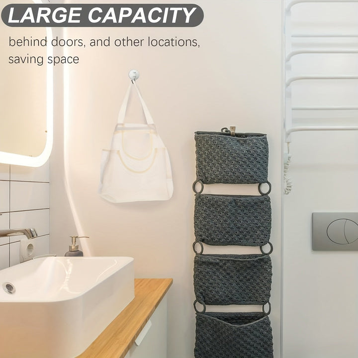 Bolsa de Almacenamiento de Juguetes de Malla Beige - Organizador de Peluche Reutilizable con Lazo para Colgar para Viajes de Niños y Esenciales de la Sala de Juegos, Caja de Almacenamiento de Juguetes