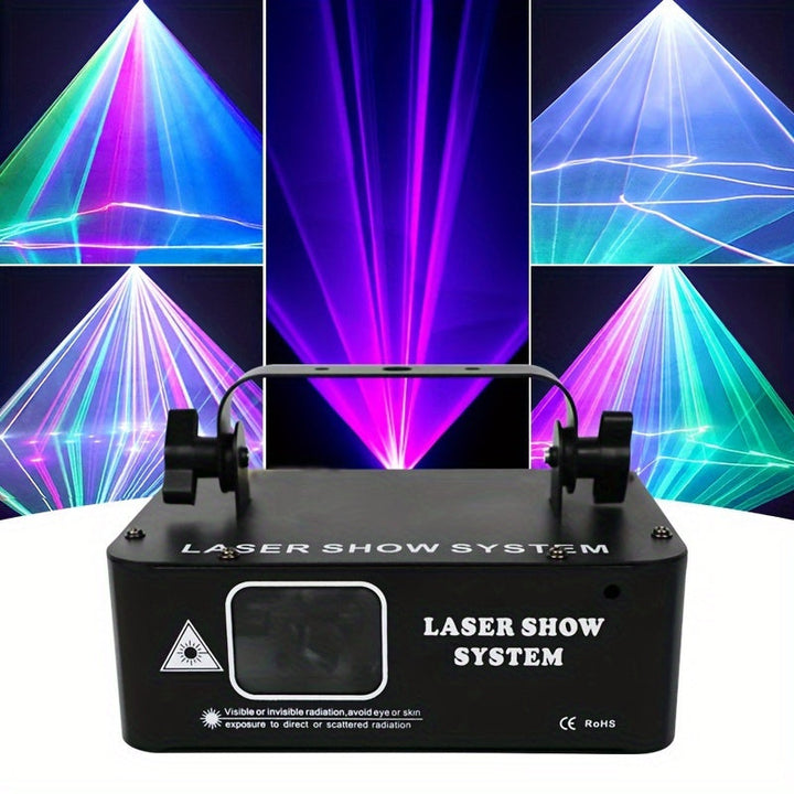 1pc YSH 500mW Proyector de haz láser RGB, luces de fiesta de discoteca activadas por sonido con controlador DMX, lámpara de animación desmontable para techo para nightclub, bar, boda, karaoke, decoración de Halloween, Navidad - Control de botón, 110-130V