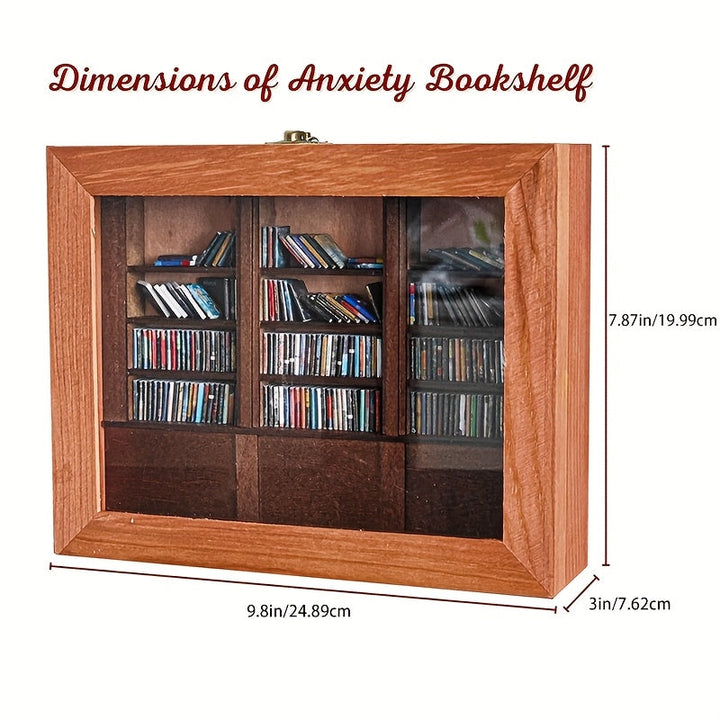 Estantería Ansiosa con 200 Libros en Miniatura Únicos - 24.99 x 19.99 cm - Exhibición Creativa y Decoración Relajante, Estantería Vibrante, Decoración de Oficina de Carpintería, Estantería Pequeña Vibrante para Escritorio y Decoración de Estantería