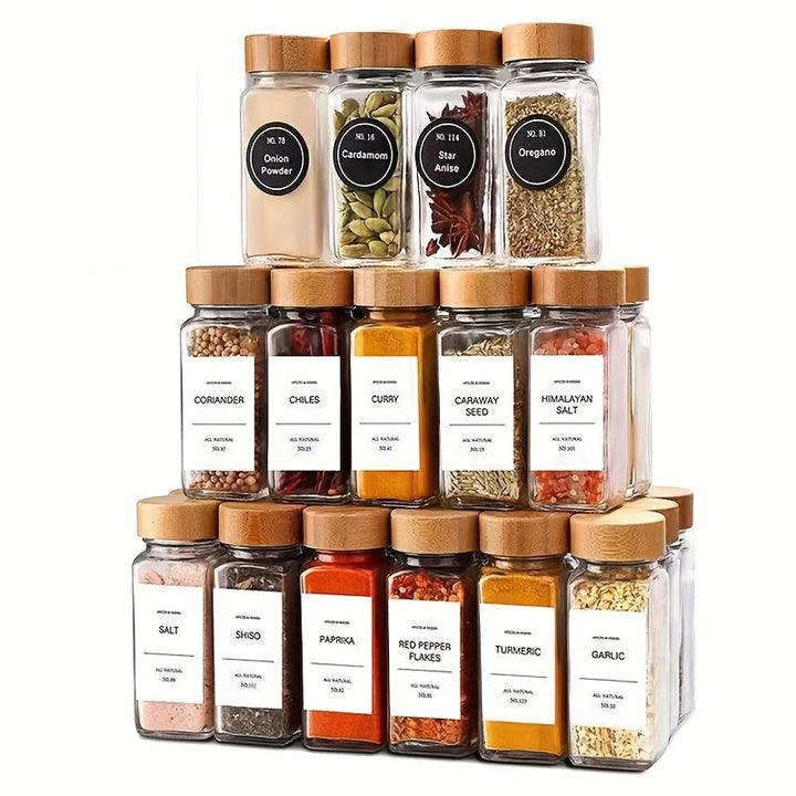 Juego de 12/6 frascos para especias de vidrio, resistentes a la humedad y al óxido, ideales para organizar condimentos en la cocina