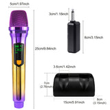 Micrófono sin varillas, Sistema de Micrófonos Dinámicos Portátiles Doble y Recargables con Soporte para Escritorio para Canto, Bodas, Fiestas y Enseñanza