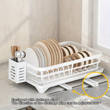 Escurridor de Platos Desmontable para Encimera, y Blanco, Ideal para Cocinas, Almacenamiento Lateral del Fregadero con Tubo de Drenaje Ajustable 360°, Esencial para Hogares Individuales o en Pareja