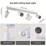 Luz de techo LED moderna, 4 bombillas, foco rotativo blanco GU10, acabado de hierro pulido, enfoque ajustable, montaje semi-inclinado, cableado duro, para cocina, dormitorio, sala de estar, oficina - Bombillas no incluidas, iluminación cercana al techo p