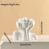 Florero con forma de rostro femenino, blanco, decorativo, moderno, para centro de mesa, estante, sala, oficina o dormitorio