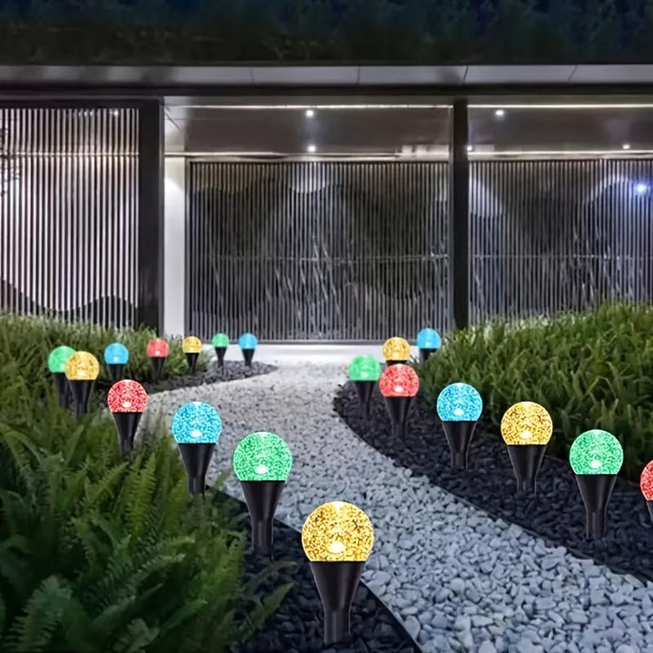 Lámpara de Inserción en el Suelo con Bolas Acrílicas Solares, Cadena de Luz Exterior de 30 Piezas para Jardín y Patio, Decoración de Villa con Ambiente Especial, Resistente al Salpicadero IP44