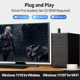 Adaptador WiFi USB - Tarjeta de Red Inalámbrica Dual-Band 2.4GHz/5.8GHz, Velocidad de 900Mbps, 802.11ac WiFi 5, Compatible con Windows 7/8/10/11, Alimentado por USB, para PC, Portátil, Computadora de Escritorio y Tableta - Internet Rápido, Adaptador Wifi