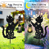 1 pieza/2 piezas, iluminación solar para exteriores, decoración de jardín - Gato jugando con mariposas, lámpara solar de arte de hierro, decoración de metal para la casa, adecuada para el camino de la entrada, césped, patio, Navidad, regalo único.