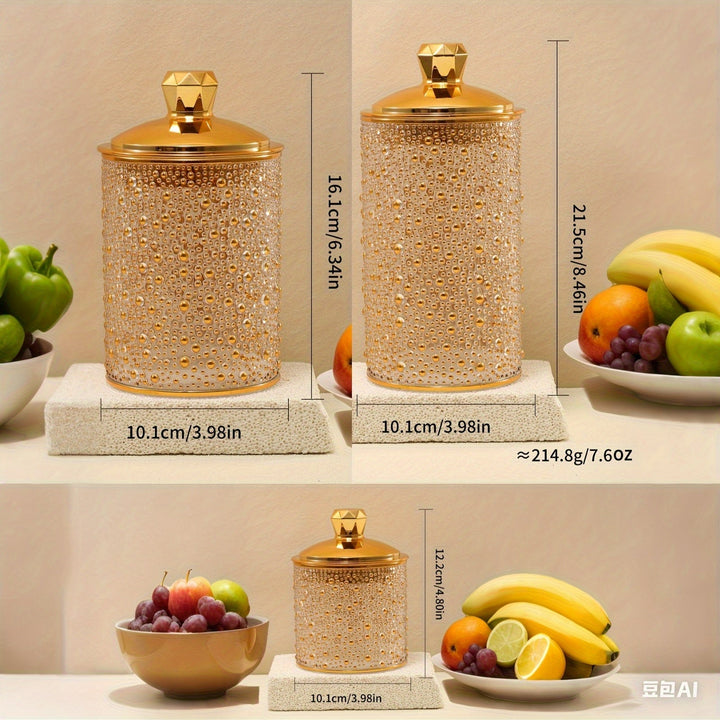 Paquete de 3 frascos de vidrio de estilo europeo de lujo, resistentes y herméticos, con cepillo de limpieza para nueces, granos, frijoles de café y especias.