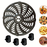 Plato de Parrilla para Freidora de Aire Gourmia de 6QT - Compatible con los Modelos GAF698 y GAF686, Revestimiento Antiadherente Duradero, Ideal para Asar Verduras, Carnes y Papas Fritas, Utensilio de Cocina Circular