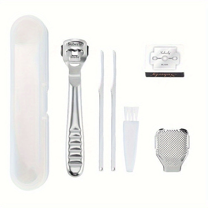 Juego de Herramientas de Pedicura de Acero Inoxidable para el Cuidado de los Pies, Limas Multifuncionales para Piel Muerta, Raspador de Callos, Profesional para Hombres y Mujeres, Lima de Pies Portátil para Piel Muerta