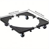 Plato de base de lavadora ajustable con ruedas, base de refrigerador de acero inoxidable, 4 ruedas giratorias para un uso fácil y conveniente