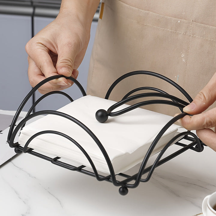 Soporte de Papel de Metal Versátil - Estante de Almacenamiento de Servilletas y Papel Cuadrado para Escritorio, Oficina y Decoración del Hogar | Regalo Perfecto para Navidad, San Valentín, Ramadán
